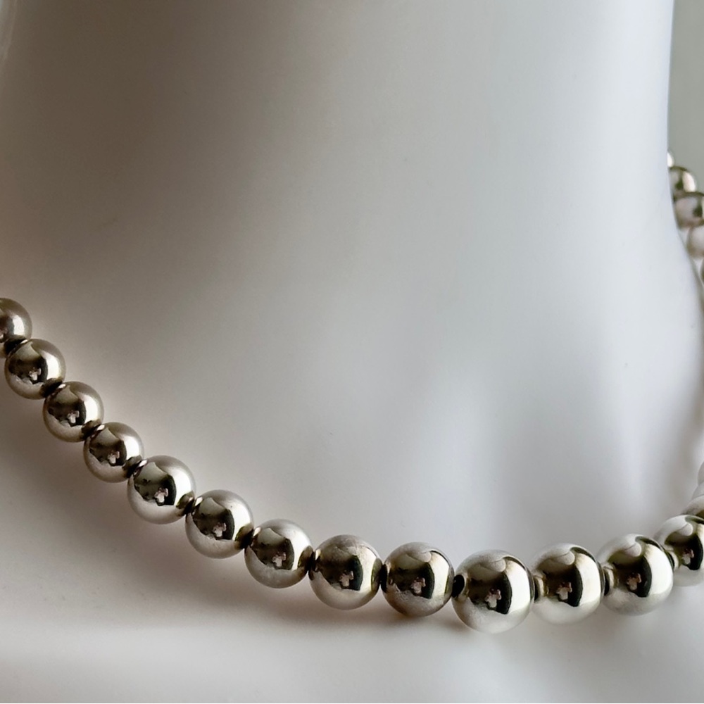 Tiffany & Co Graduated Bead Sterling Silver Necklace